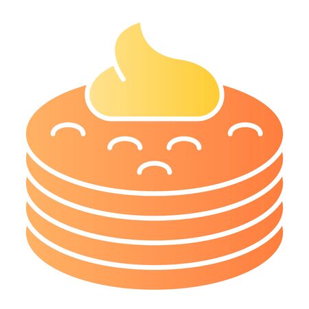 Pancakes with syrup flat icon. Pancakes with butter color icons in trendy flat style. Breakfast gradient style design, designed for web and app. Eps 10.のイラスト素材