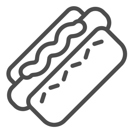 Hot dog line icon. Street food vector illustration isolated on white. Hot sausage outline style design, designed for web and app. Eps 10.のイラスト素材