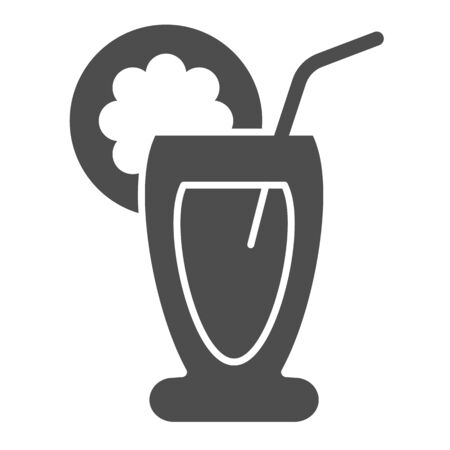 Fruit cocktail solid icon. Drink vector illustration isolated on white. Tropical beverage glyph style design, designed for web and app. Eps 10.のイラスト素材