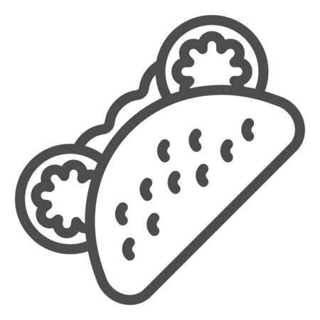 Pita bread line icon. Fast food vector illustration isolated on white. Tacos outline style design, designed for web and app. Eps 10.のイラスト素材