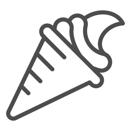 Ice cream cone line icon. Sweet food vector illustration isolated on white. Frozen dessert outline style design, designed for web and app. Eps 10.のイラスト素材