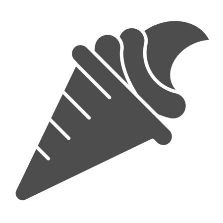 Ice cream cone solid icon. Sweet food vector illustration isolated on white. Frozen dessert glyph style design, designed for web and app. Eps 10.のイラスト素材