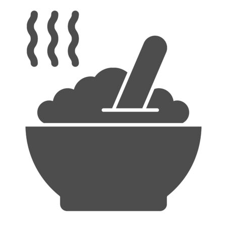 Porridge solid icon. Hot dish vector illustration isolated on white. Cereal glyph style design, designed for web and app. Eps 10.のイラスト素材