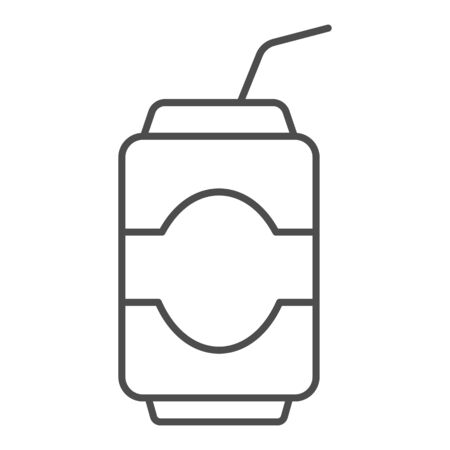Can drink thin line icon. Soda vector illustration isolated on white. Beverage outline style design, designed for web and app. Eps 10.のイラスト素材