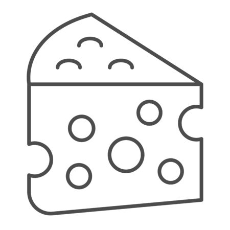 Cheese thin line icon. Milk food vector illustration isolated on white. Cheddar outline style design, designed for web and app. Eps 10.のイラスト素材