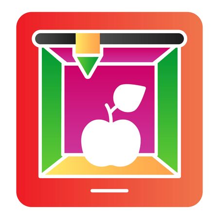 3d food printing flat icon. 3D  print  icons in trendy flat style. 3d meal printing gradient style design, designed for web and app.  .のイラスト素材