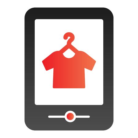 Tshirt online shop flat icon. Tshirt shopping on tablet color icons in trendy flat style. Store online gradient style design, designed for web and app. Eps 10.のイラスト素材