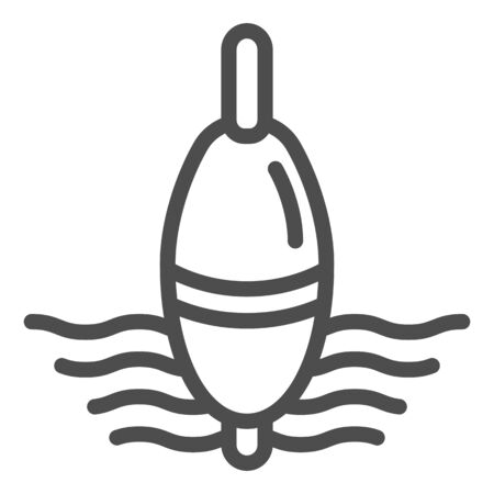 Fishing float line icon. Lure on water vector illustration isolated on white. Tackle on waves outline style design, designed for web and app. Eps 10.のイラスト素材