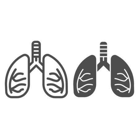 Lungs line and glyph icon. Human anatomy vector illustration isolated on white. Organ outline style design, designed for web and app. Eps 10.のイラスト素材