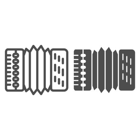 Accordion line and glyph icon. Harmonica vector illustration isolated on white. Musical instrument outline style design, designed for web and app. Eps 10.のイラスト素材