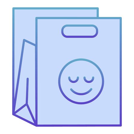 Shopping bag flat icon. Packet with smiley blue icons in trendy flat style. Package gradient style design, designed for web and app. Eps 10.のイラスト素材