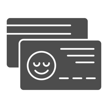 Business card solid icon. Information card vector illustration isolated on white. Identificaion card glyph style design, designed for web and app.のイラスト素材
