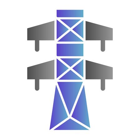 High voltage line flat icon. Electric tower color icons in trendy flat style. Electricity gradient style design, designed for web and app.のイラスト素材