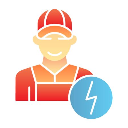 Electrician flat icon. Man electric color icons in trendy flat style. Electricity worker gradient style design, designed for web and app.のイラスト素材