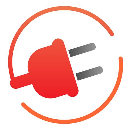 Electric plug flat icon. Power cord color icons in trendy flat style. Cable outlet gradient style...