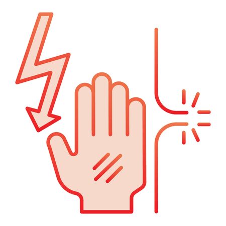 Disconnect electric contact flat icon. Power contact break red icons in trendy flat style. Cable disconnect gradient style design, designed for web and app.のイラスト素材