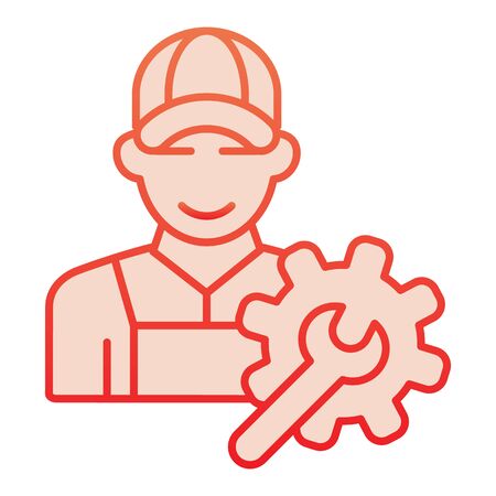 Electrical engineer flat icon. Worker man red icons in trendy flat style. Craftsmen gradient style design, designed for web and app.のイラスト素材