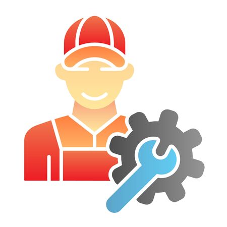 Electrical engineer flat icon. Worker man color icons in trendy flat style. Craftsmen gradient style design, designed for web and app.のイラスト素材