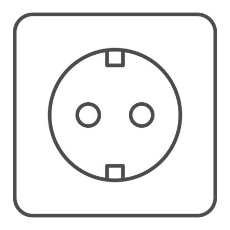 Socket thin line icon. Electrical vector illustration isolated on white. Power outline style design, designed for web and app.のイラスト素材