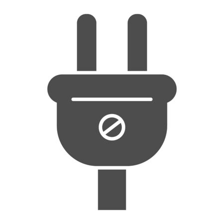 Electric plug solid icon. Socket plug vector illustration isolated on white. Electric cable glyph style design, designed for web and app.のイラスト素材