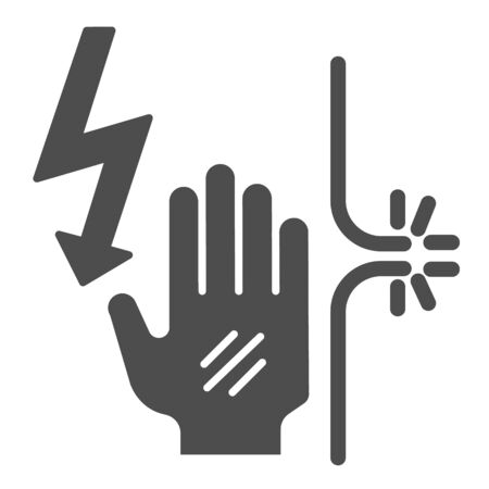 Disconnect electric contact solid icon. Power contact break vector illustration isolated on white. Cable disconnect glyph style design, designed for web and app.のイラスト素材