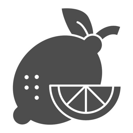 Lemon solid icon. Sour fruit vector illustration isolated on white. Vitamins glyph style design, designed for web and app.のイラスト素材