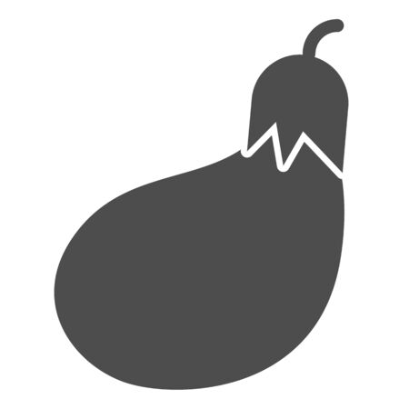 Eggplant solid icon. Grocery vector illustration isolated on white. Vegetable glyph style design, designed for web and app.のイラスト素材