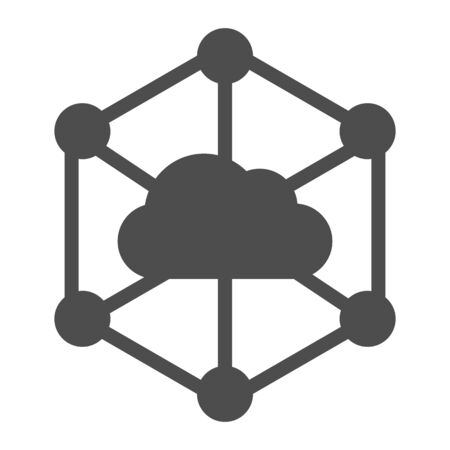 Data cloud solid icon. Computer storage vector illustration isolated on white. Datacenter glyph style design, designed for web and app.のイラスト素材