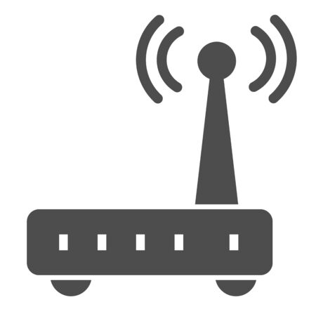 Router solid icon. Wi fi vector illustration isolated on white. Wireless network glyph style design, designed for web and app.のイラスト素材