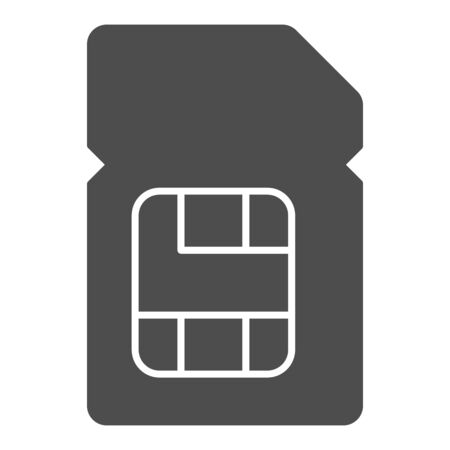 Sim card solid icon. Mobile chip vector illustration isolated on white. Microchip glyph style design, designed for web and app.のイラスト素材
