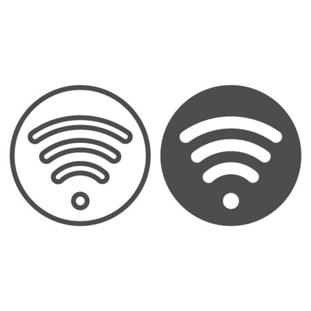 Wi fi line and glyph icon. Wireless network vector illustration isolated on white. Wireless internet outline style design, designed for web and app.のイラスト素材