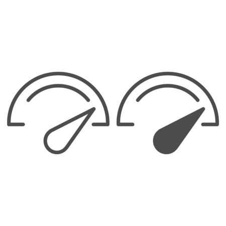 Speedometer line and glyph icon. Dashboard vector illustration isolated on white. Speed indicator outline style design, designed for web and app. Eps 10のイラスト素材