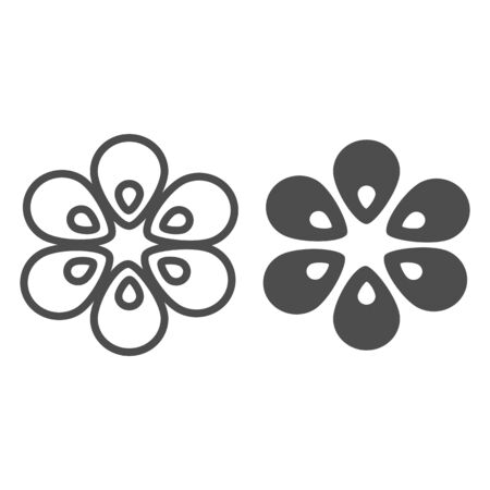 Six petal flower line and glyph icon. Floral vector illustration isolated on white. Plant outline style design, designed for web and app.のイラスト素材