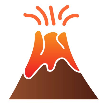 Volcano flat icon. Magma erupting color icons in trendy flat style. Nature gradient style design, designed for web and app.のイラスト素材