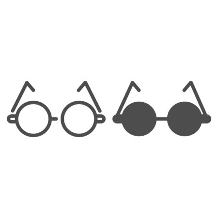 Round glasses line and glyph icon. Eyeglasses for reading vector illustration isolated on white. Spectacles outline style design, designed for web and appのイラスト素材