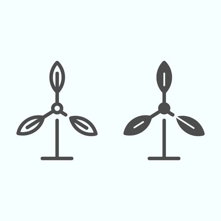 Windmill line and glyph icon. Mill vector illustration isolated on white. Wind tower outline style design, designed for web and app.のイラスト素材