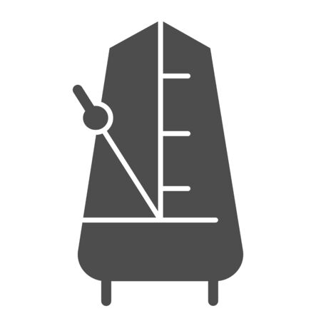 Metronome with moving pendulum solid icon. Tempo vector illustration isolated on white. Musical equipment glyph style design, designed for web and app. Eps 10.のイラスト素材