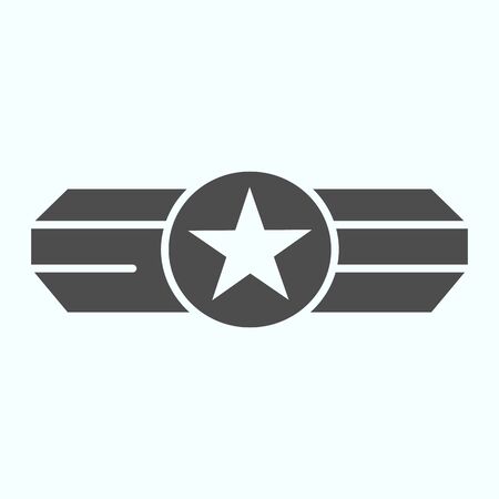 Army epaulet solid icon. Military rank with one star vector illustration isolated on white. Army badge glyph style design, designed for web and app. Eps 10.のイラスト素材