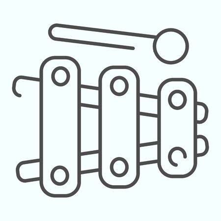 Xylophone for kids thin line icon. Child musical instrument vector illustration isolated on white. Kids music toy outline style design, designed for web and app.のイラスト素材