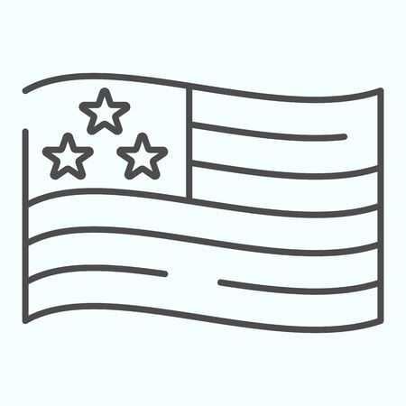 USA flag thin line icon. American flag vector illustration isolated on white. United states symbol outline style design, designed for web and app.のイラスト素材