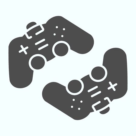 Joysticks solid icon. Game joysticks for two persons vector illustration isolated on white. Video...