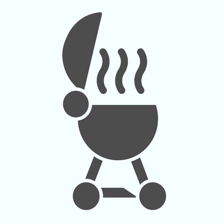 Barbecue solid icon. Equipment for frying steak vector illustration isolated on white. BBQ time glyph style design, designed for web and app.のイラスト素材