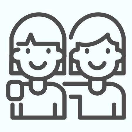 Girlfriends line icon. Two girls hugging each other vector illustration isolated on white. Girl friendship outline style design, designed for web and app.のイラスト素材