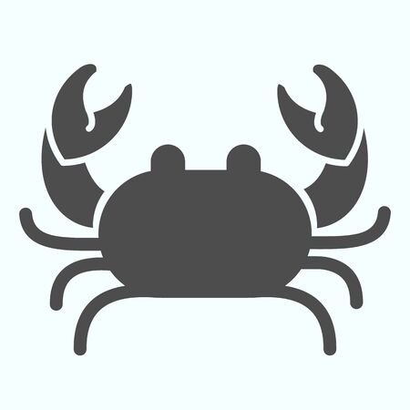 Crab solid icon. Seafood Crab shop logo illustration isolated on white. Sea crustacean with a broad carapace and five pairs of legs glyph style design, designed for web and app.のイラスト素材