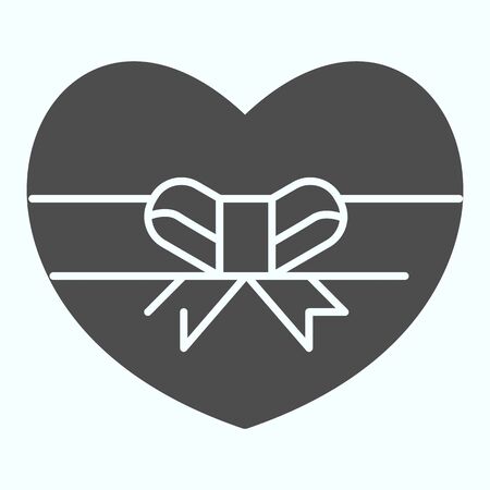 Box of candies solid icon. Box in a shape of heart vector illustration isolated on white. Valentine s day, birthday chocolates glyph style design, designed for web and app. Eps 10.のイラスト素材