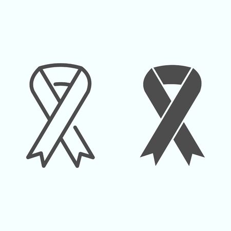 Awareness symbol line and solid icon. Charity ribbon vector illustration isolated on white. AIDS awareness outline style design, designed for web and app.のイラスト素材
