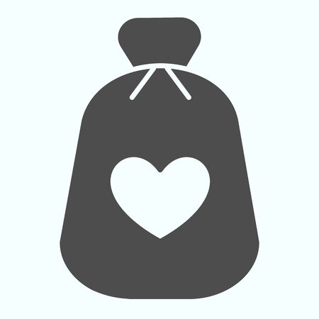 Charity Money solid icon. Bag with heart on a material vector illustration isolated on white. Money bag glyph style design, designed for web and app.のイラスト素材