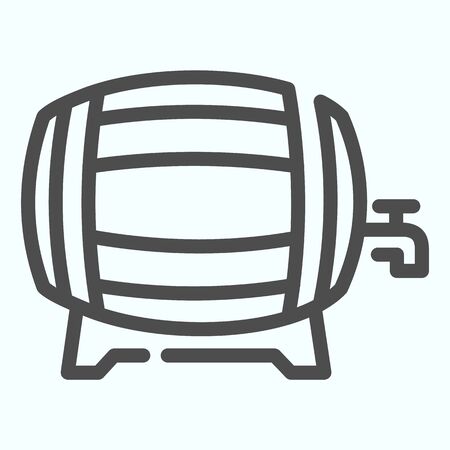 Beer Barrel line icon. Wood tube with tap vector illustration isolated on white. Cask for beer or wine outline style design, designed for web and app. Eps 10.のイラスト素材