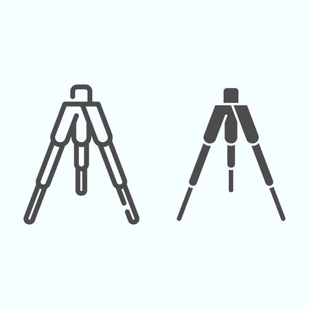 Tripod line and solid icon. Tripod without camera vector illustration isolated on white. Camera tripod outline style design, designed for web and app.のイラスト素材
