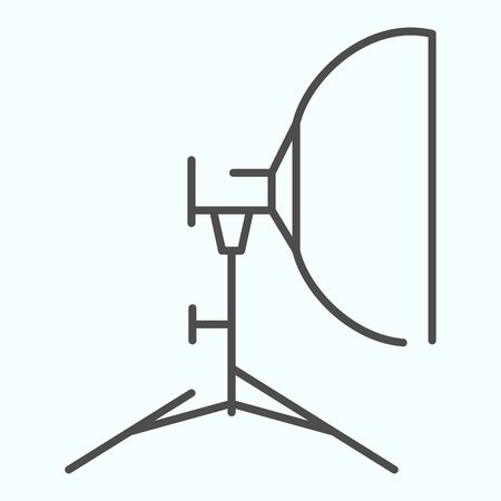 Floodlight thin line icon. Lamp to power light for photography vector illustration isolated on white. Spotlight outline style design, designed for web and app.のイラスト素材